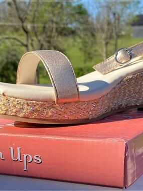 Touch Ups Metallic Gold Wedge Espadrille Sandals